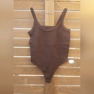 No Boundaries Brown Bodysuit Scoop Neck